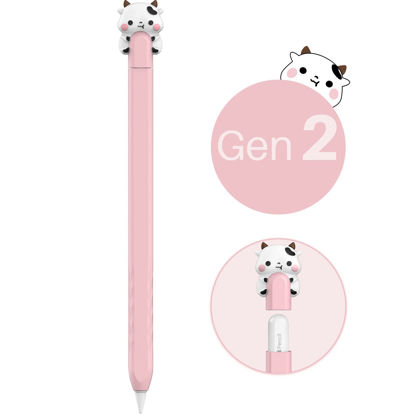 Picture of NIUTRENDZ Cute Cow Apple Pencil Case for Apple Pencil 2nd Generation Case Silicone Protective Cover Sleeve Skin Accessories (Pink)