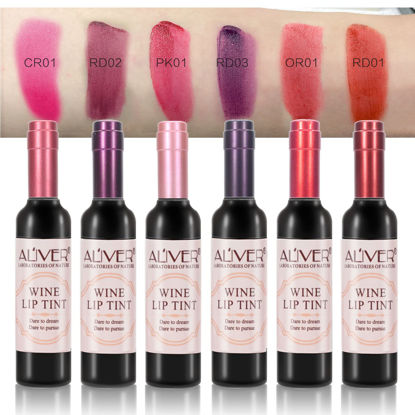 Picture of Wine Lip Tint 6 Colors, Waterproof Long Lasting Lip Stain, Non-stick Cup Lip Gloss, Light but Smart, Red and Wonderful, Lipstick Set, Fine Packaging