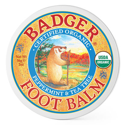 Picture of Badger Foot Balm, Organic Tea Tree & Olive Oil Foot Care for Dry Cracked Heel Repai, 2 oz Cream