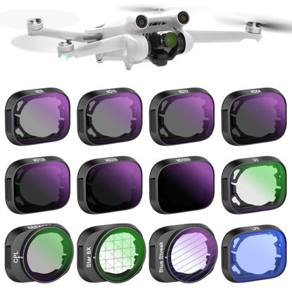 Picture of NEEWER Effects Filters and ND Filters Compatible with DJI Mini 3/Mini 3 Pro, 12 in 1 Includes ND8/16/32/64/128/256/ND1000/UV/CPL/Blue Streak Anamorphic/Light Pollution Reduction/Star Filters