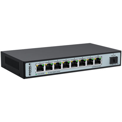 Picture of SODOLA 8 Port 2.5G Ethernet Switch with 10G SFP,60Gbps Switching Capacity,Plug & Play/Wall Mountable/Fanless Metal Multi-Gig Unmanaged Network Switch