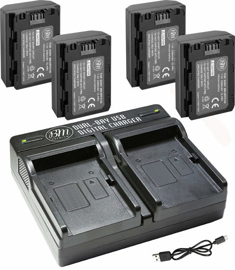 Picture of BM Premium 4 NP-FZ100 Batteries and Dual Bay Charger for Sony Alpha 1, ZV-E1, FX3, FX30, a7C, a7S III, a6600, a6700, A7R III, a7R IIIA, a7R IV, a7R V, a7 III, a7 IV, a9, a9 II, a9R, a9S Camera