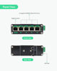 Picture of LINOVISION Industrial 5 Ports Gigabit Solar POE Switch with DC12V-48V to DC48V Voltage Booster,4 x IEEE802.3af/at 30W POE Ports @120W, IP40, Compact POE Power for Solar Power/RV Truck/VoIP Systems