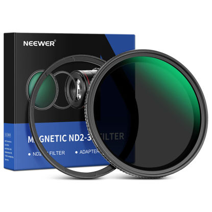 Picture of NEEWER 82mm Magnetic Variable ND Filter ND2-ND32(1-5 Stops) with Magnetic Adapter Ring, HD Adjustable Neutral Density Filter with Water Repellent Double Sided 30 Layer Coatings, No X Cross