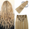 Picture of WindTouch Clip In Hair Extensions Mixed Bleach Blonde Human Remy Hair Extensions Full Head Thinckend (#27P613 120g 18Inch 7PCS) No Tangling No Shedding