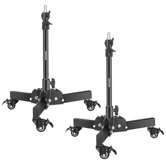 Picture of NEEWER 2 Pack Heavy Duty Light Stand with Casters, 2.4ft Max Height Foldable Tripod Stand for Low Angle Shooting, Photography Light Stand for Softbox, Monolight and Other Photographic Equipment, ST72