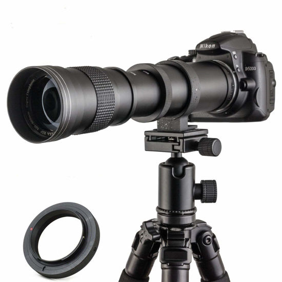 Picture of JINTU 420-800mm f/ 8.3 Manual Telephoto Zoom Lens + T-Mount for Canon EOS Rebel SL2 SL1 T3 T3i T4i T5 T5i T6 T6i T6s T7 T7i 4000D 6D 7D 60D 70D 77D 80D 5D II/III/IV 550D 650D SLR Camera Lenses