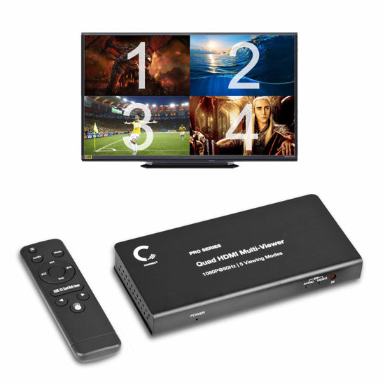 Picture of Expert Connect 4 Ports Quad HDMI Multi-Viewer/Screen Divider/Switch | 1080p @ 60Hz | 5 Viewing Modes