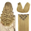 Picture of Hair Extensions Real Human Hair, Dirty Blonde 18 Inch 7pcs 120g, DOORES Clip in Human Hair Extensions Remy Hair Extensions Silky Straight Clip in Extensions Human Hair Natural Thick