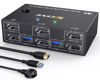 Picture of Displayport KVM Switch 2 Monitors 2 Computers 8K@30Hz 4K@144Hz,Camgeet USB3.0 Dual Monitor KVM Switches Displayport 1.4 with 4 USB 3.0 Port for USB Device,Wired Remote and 4 Cable Included