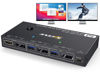 Picture of MST Displayport KVM Switch 2 Monitors 2 Computers 4K@144Hz,(1 DP in,DP+HDMI Out),Camgeet Dual Monitor KVM Switch Displayport 1.4 with 4 USB 3.0 Port for USB Device,Wired Remote and 4 Cables Included