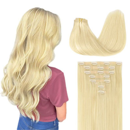 Lacer Ultra Thin Weft Seamless Hair Extensions Clip in Human Hair Double PU  Skin Weft Light Brown Fading to Platinum Blonde 100% Human Hair Clip in