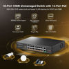 Picture of MokerLink 16 Port PoE Switch with 2 Gigabit Uplink Ethernet Port, 250W High Power, Support IEEE802.3af/at, Rackmount Unmanaged Plug and Play