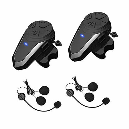 Picture of Yaconob Motorcycle Bluetooth Headset BT-S3NS 1000m Motorcycle Helmet Bluetooth Radio Intercom Wireless Interphone to 2-3 Riders (Waterproof/Handsfree/Stereo Music/FM Radio/GPS/MP3 (2 Pack)