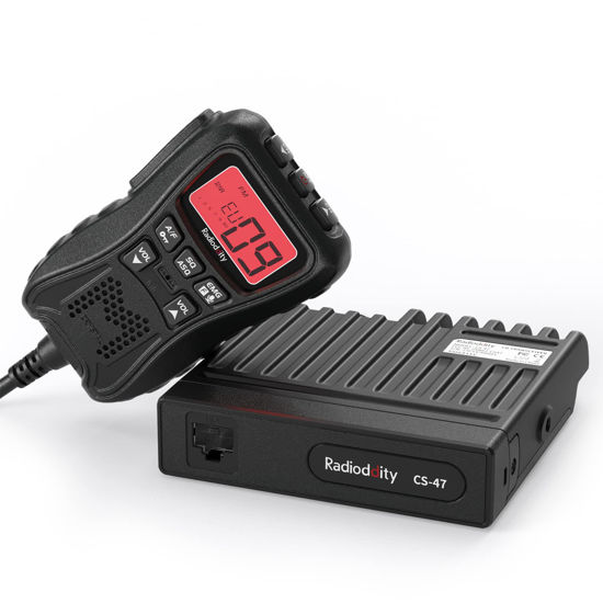 Picture of Radioddity CS-47 Small CB Radio, AM/FM, 40-Channel, One Hander Microhone Built-in Speaker Noise Reduction, Large 7-Color Backlit LCD Display, VOX, RF Gain Long-Range for Offroad, Trucker, Backcountry