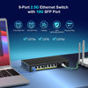 Picture of 8 Port 2.5G Unmanaged Ethernet Switch with 10G SFP, VIMIN 8-Port 2.5G Base-T Ports with 60Gbps Switching Capacity, Compatible 10/100/1000Mbps Network, One-Key VLAN, Metal Housing, Fanless, for Desktop