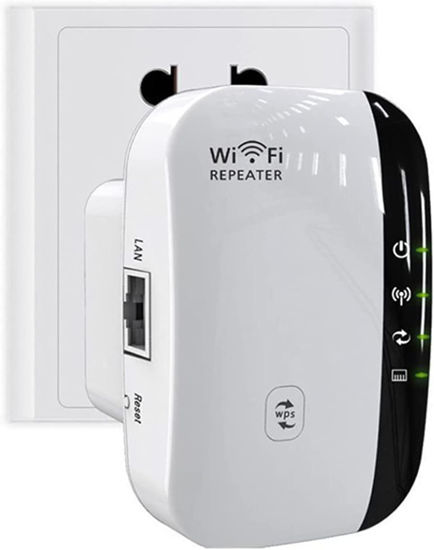 Picture of WiFi Extender Signal Booster, 300Mbps Wireless Dual-Band Network Repeater, Covers Up to 2640 Square Feet, 1-Tap Setup Access Point, WiFi Range Extender with Ethernet Port