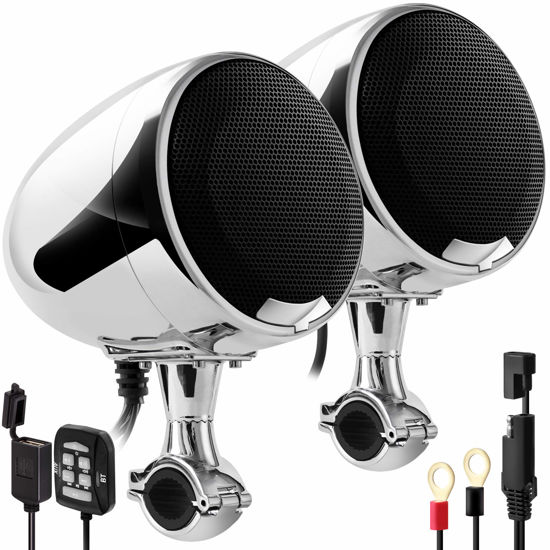 Chrome bluetooth motorcycle discount speakers