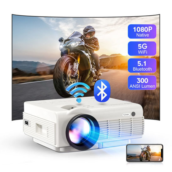 Picture of YEZMEK Native 1080P Projector with 5G WiFi and Bluetooth, 15,000 Lumen Mini Portable Projector 4K Supported, Home Movie Projector Compatible with TV Stick Smartphone & Tablet Laptop HDMI USB TF.