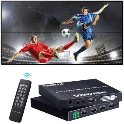 Picture of Vowish 2x2 Video Wall Controller, HDMI & DVI Input TV Wall Controller with 8 Display Modes, Support 180 Degree Rotate, RS232 Control for Sports bar, Restaurant, School, Company, Home Theater, Mall