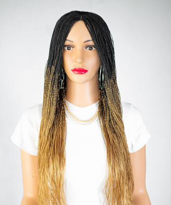 Picture of Wow Braids Twisted Wigs, Micro Million Twist Wig - Ombre Color 1/27 - 22 Inches. Synthetic Hand Braided Wigs for Black Women