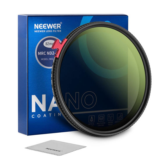 Picture of NEEWER 82mm Variable ND Filter ND2-ND400 with Putter, Adjustable Neutral Density Camera Lens Filter(0.3-2.7, 1-9 Stops), 30 Layer Nano Coated/HD Optical Glass/Water Repellent/Anti Scratch/Ultra Slim