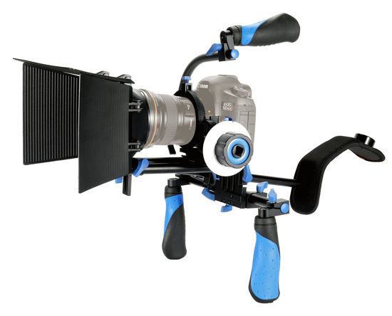 Picture of eimo DSLR Rig Set Movie Kit shoulder mount rig with Follow Focus and Matte Box and Top handle for All DSLR Cameras and Video Camcorders