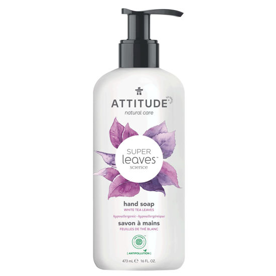 Picture of ATTITUDE Hand Soap, EWG Verified, Plant and Mineral-Based Ingredients, Vegan and Cruelty-free Beauty and Personal Care Products, White Tea Leaves, 16 Fl Oz