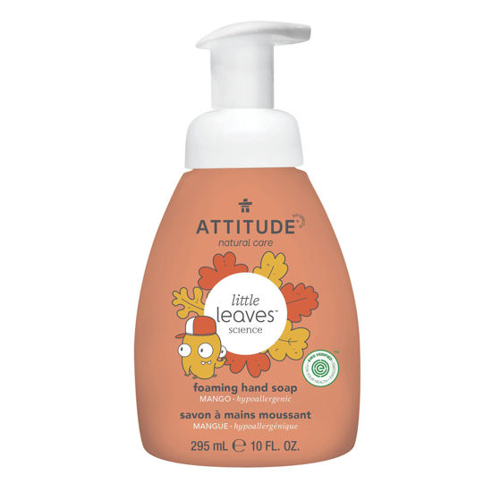 Picture of ATTITUDE Natural Foaming Hand Soap for Kids, Hypoallergenic Plant-Based Formula, Vegan & EWG Verified, Mango, 10 Fl Oz