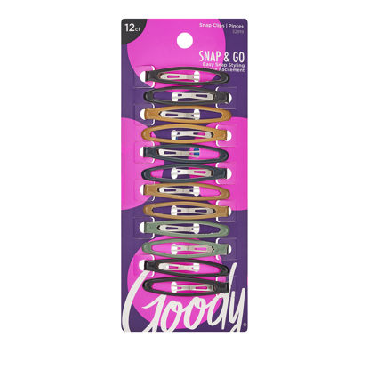 Picture of Goody Epoxy Contour Hair Snap Clips - 12 Count, Assorted Colors - Just Snap Into Place - Suitable for All Hair Types - Pain-Free Hair Accessories for Women and Girls - All Day Comfort