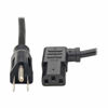 Picture of Tripp Lite Standard Computer Power Cord 10A,18AWG (NEMA 5-15P to Left Angle IEC-320-C13) 6-ft.(P006-006-13LA),Black