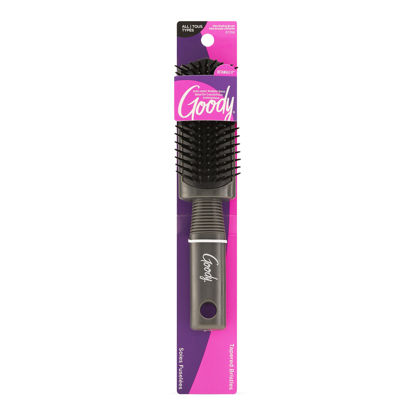 Picture of Goody Mini Styling Brush with Rubber Base - Detangler Brush For Quick Touch-Ups Throughout The Day for All Hair Types - Pain-Free Hair Accessories for Women, Men, Boys, and Girls