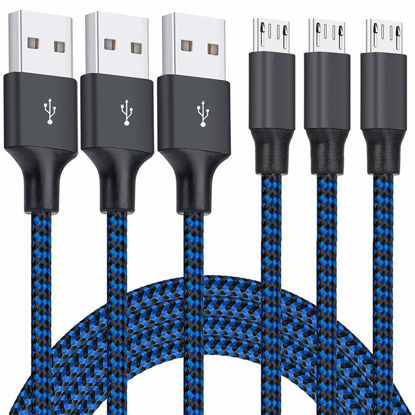 Picture of Micro USB Cable, 3Pack 10FT Android Charger Cable Long Nylon Braided Sync and Fast Charging Cord Compatible with Samsung Galaxy S7 S6 Edge, Android Smartphones, Tablets and More