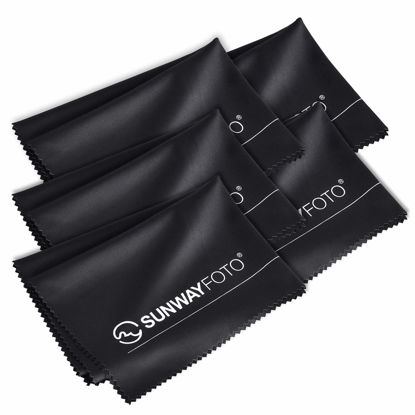 Picture of SUNWAYFOTO Microfiber Cleaning Cloth Extra Large (12 x 16 inch, Pack of 5, Black) for Smartphones, Tablets, TV, Notebook or Desktop Screen, Display Cabinets, Mirrors, Glass Tables and Ceramics