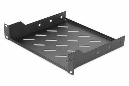 Picture of DIGITUS Shelf - 1U - 10" (254 mm) - for Network Cabinet - 200 mm deep - Perforated Sheet Steel - Black