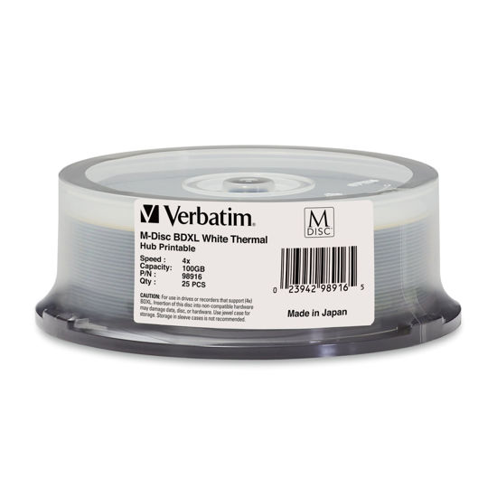 Picture of Verbatim M DISC BDXL 100GB 4X White Thermal Hub Printable - 25pk Spindle