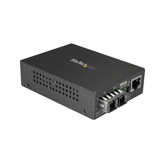 Picture of StarTech.com Multimode (MM) SC Fiber Media Converter for 10/100/1000 Network - 550m Range - Gigabit Ethernet - 850nm - Full Duplex (MCMGBSCMM055)