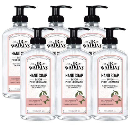 Picture of J.R. Watkins Gel Hand Soap, Scented Liquid Hand Wash for Bathroom or Kitchen, USA Made and Cruelty Free, 11 fl oz, Grapefruit, 6 Pack