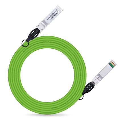 Picture of Colored 10G SFP+ Twinax Cable, Direct Attach Copper(DAC) Passive Cable, 5m (16.4ft) in Green, for Cisco SFP-H10GB-CU5M, Meraki, Ubiquiti, Mikrotik, Intel, Fortinet, Netgear, D-Link, Supermicro