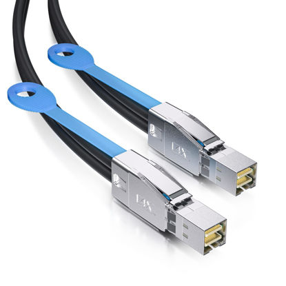 Picture of ipolex 12G External Mini SAS HD Cable - SFF-8644 to SFF-8644 MinSAS for Server, Raid Card & PCI Express Controller, 1.5-m(4.92ft)