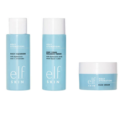 Picture of e.l.f. Skin Holy Hydration! The Essentials Mini Kit, Cleanser, Toner & Moisturizer for Hydrated & Balanced Skin, TSA-Friendly Sizes