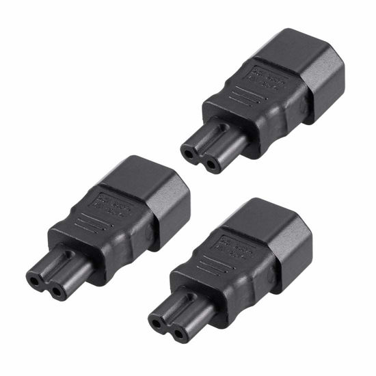 Picture of uxcell AC125V 10A/AC250V 2.5A IEC320 Male C14 to Female C7 Power Socket Adapter for Cord Connecting 3 Pcs