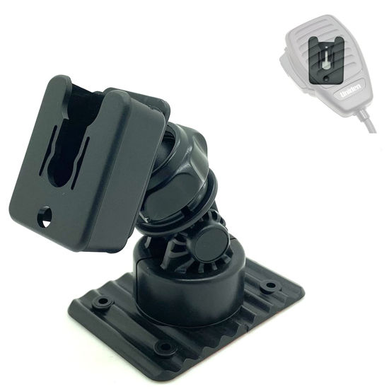 Picture of LycoGear Multi Angle Adhesive Dashboard and Console Holder Mount for All Ham CB Radio Microphone Mic Hanger with Adhesive Back, Pre Drill Holes & Single T Tab Connection, MT-D9+KLP-X2