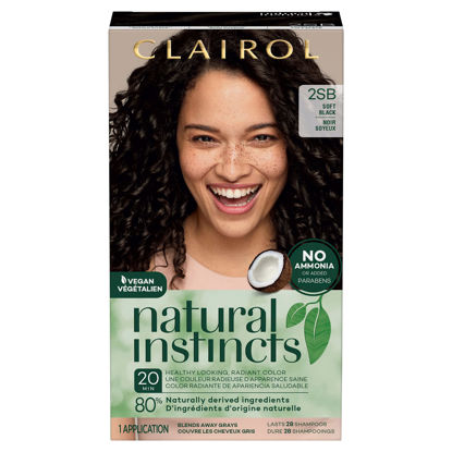 Picture of Clairol Natural Instincts Demi-Permanent Hair Dye, 2SB Soft Black Hair Color, Pack of 1