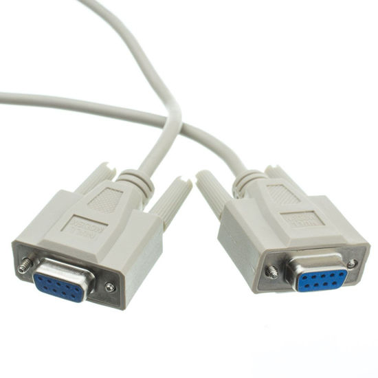 Picture of CableWholesale Null Modem Cable, DB9 Female to DB9 Female Serial Cable, UL Rated, 8 Conductor, Beige, 6 Feet, DB9 Serial Null Modem Cable Female to Female