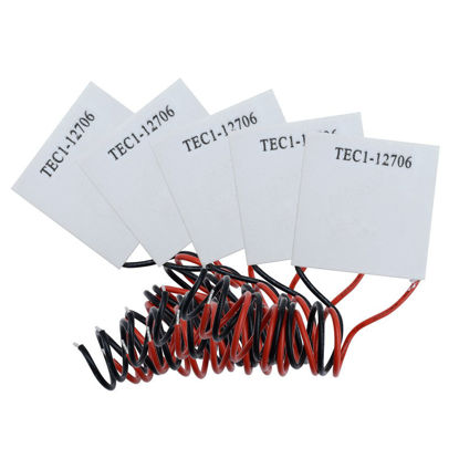 Picture of Aideepen TEC1-12706 12V 6A 60W 5pcs Heatsink Thermoelectric Cooler Cooling Peltier Plate Module 40x40MM