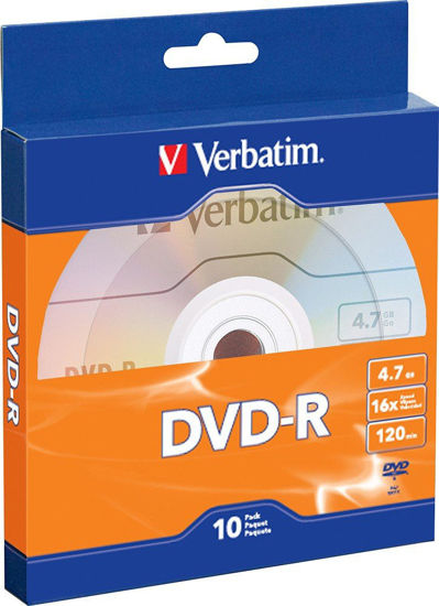 Picture of Verbatim(r) 97957 4.7gb 120-Minute 16x Dvd-Rs, 10 Pk 5.80in. x 4.80in. x 0.70in.