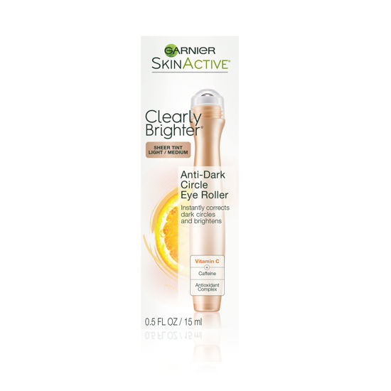 Garnier SkinActive Clearly Brighter Anti Dark Circle Eye Roller Sheer Tint Light Medium 0.5 Fl Oz 15mL 1 Count Packaging May Vary