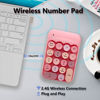 Picture of Seaciyan Wireless Number Pad, Ergonomic Cute Colorful Retro Mini Portable Numeric Keypad, 2.4G Cordless External Keyboard for Computer, Laptop (Pink)