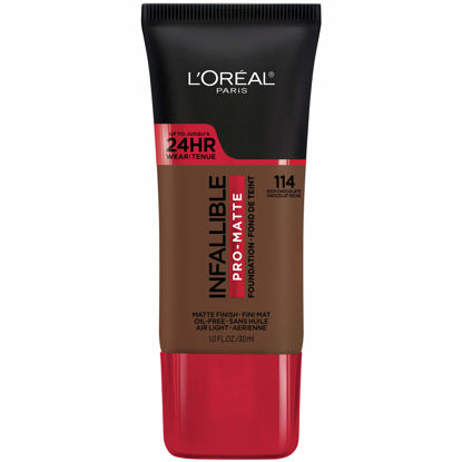 Picture of L’Oréal Paris Makeup Infallible Pro-Matte Liquid Longwear Foundation, Rich Chocolate 114, 1 fl; oz.